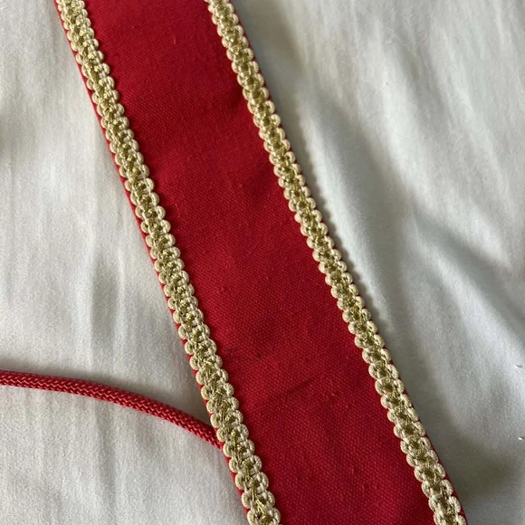 RARE Vintage Yves Saint Laurent 70s Russian Collection Red Tie Waist Belt